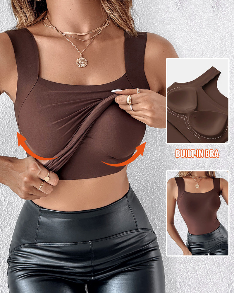 Chicme Contourx 2 Piece U Neck Shapewear Built In Bra Tank High Strechy Sleeveless Slim Fit Tops Camisole - Image 15
