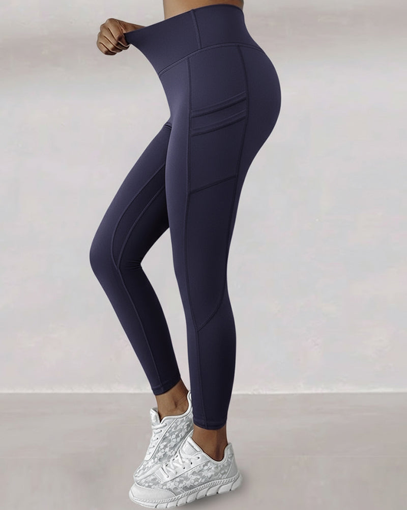 Winter Warm High Waisted Workout Athletic Leggings Tummy Control Butt Lifting Ultra Soft Thermal Lined Yoga Pants Women's Sportswear with Stacked Slit Pockets On Side - Image 11