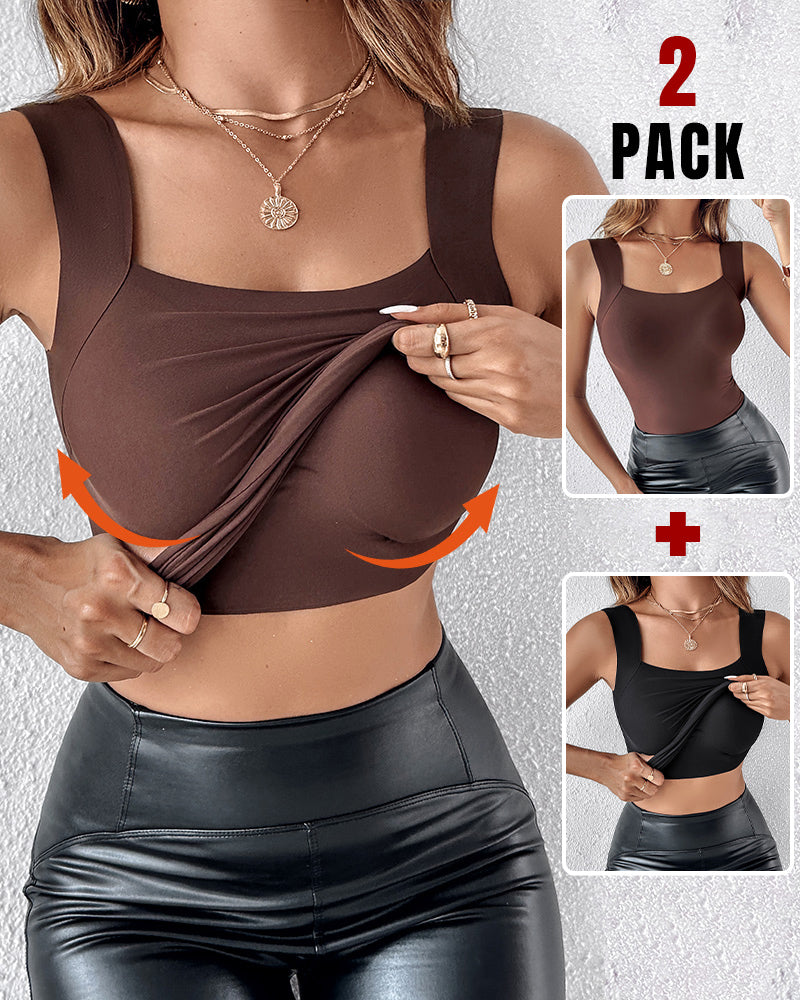 Chicme Contourx 2 Piece U Neck Shapewear Built In Bra Tank High Strechy Sleeveless Slim Fit Tops Camisole - Image 14