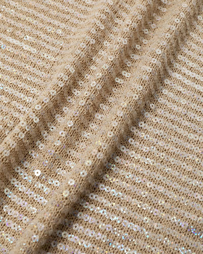 Women's Sequin Knit Sweater Loose Skew Neck Pullover Top Sheer Hollow Out Shimmering Long Sleeve Top - Image 7