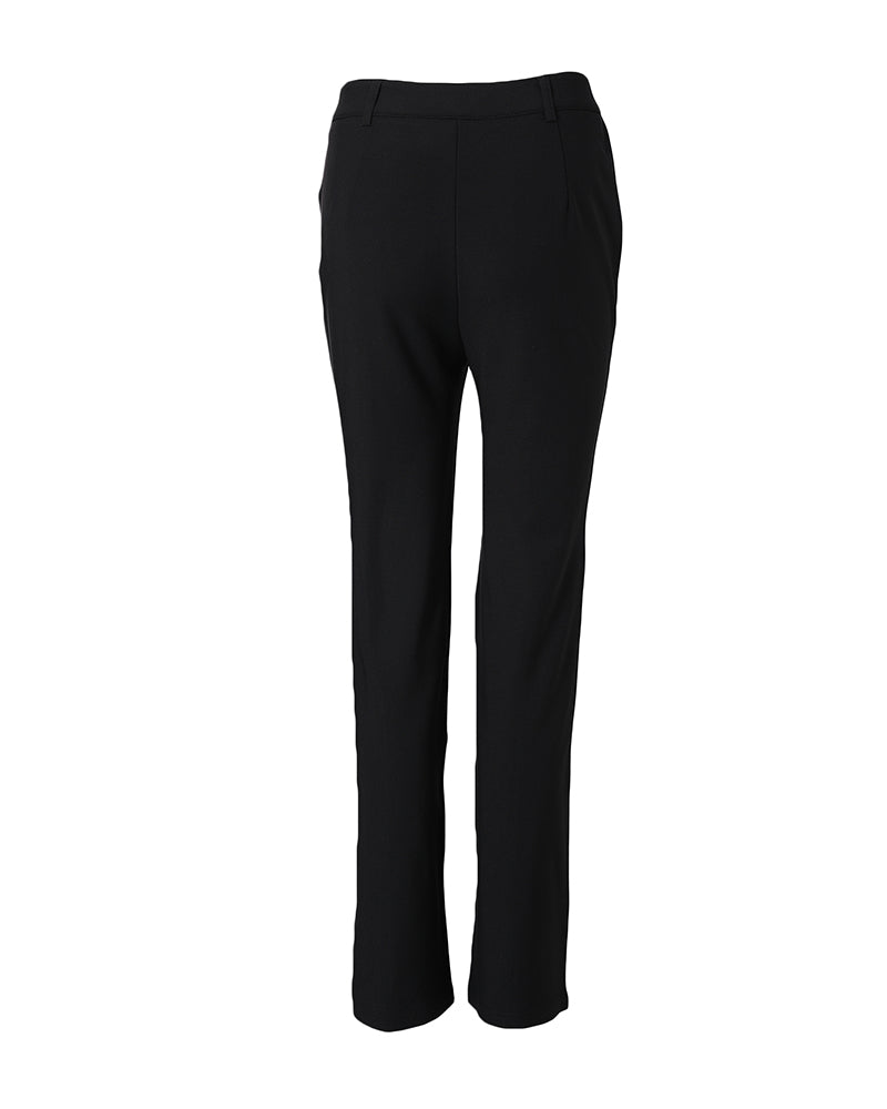 Zipper Fly High Waist Straight Leg Work Trousers Casual Elastic Back Waist Seam Front Business Pants - Image 6