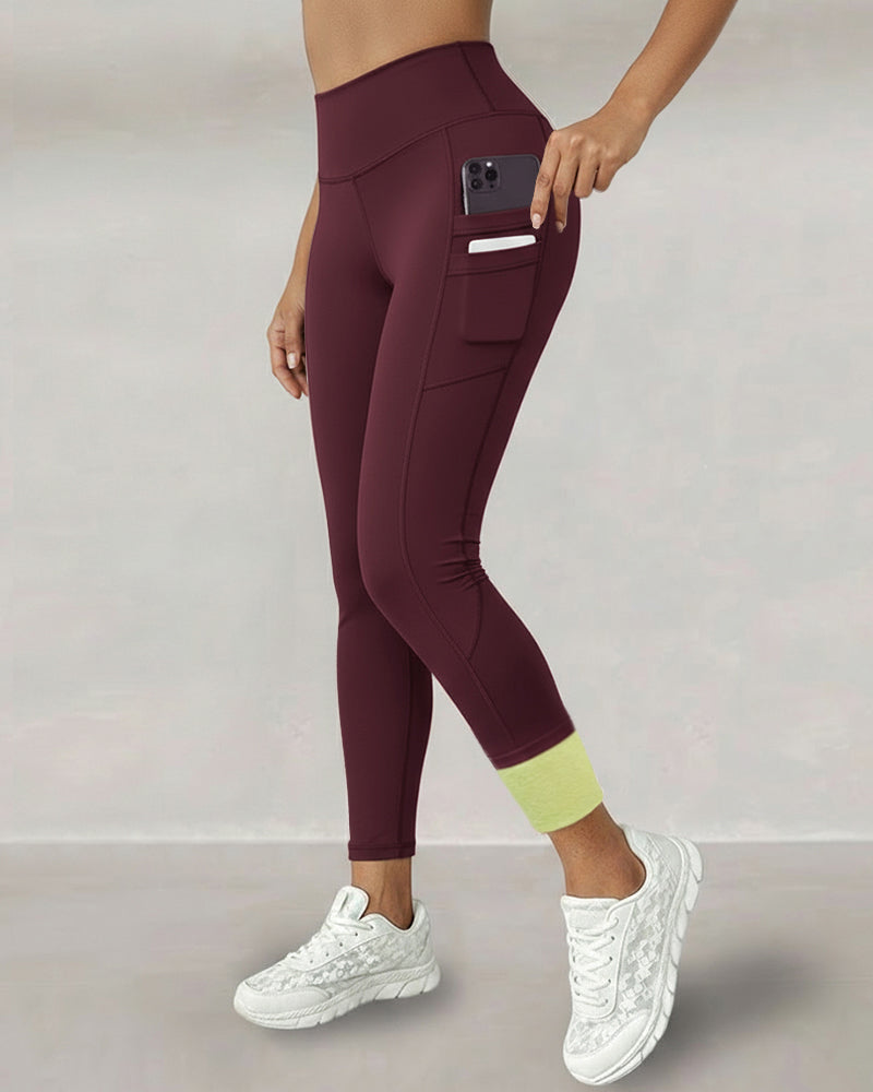 Winter Warm High Waisted Workout Athletic Leggings Tummy Control Butt Lifting Ultra Soft Thermal Lined Yoga Pants Women's Sportswear with Stacked Slit Pockets On Side - Image 28