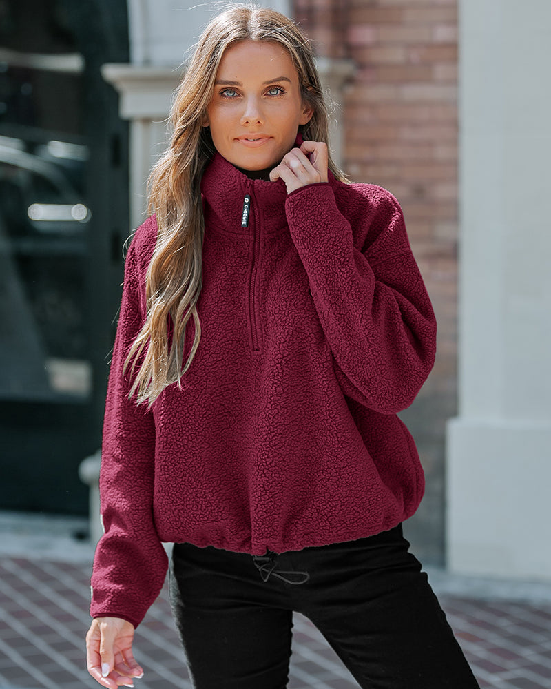 Stand Collar Zipper Design Casual Sweatshirt - Image 19