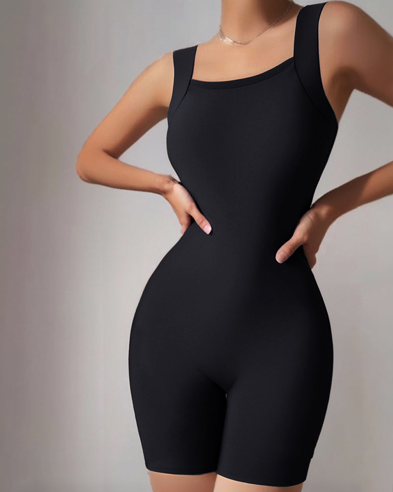 Seamless Square Neck Sleeveless Tank Top Tummy Control Bodysuit Romper - Image 9