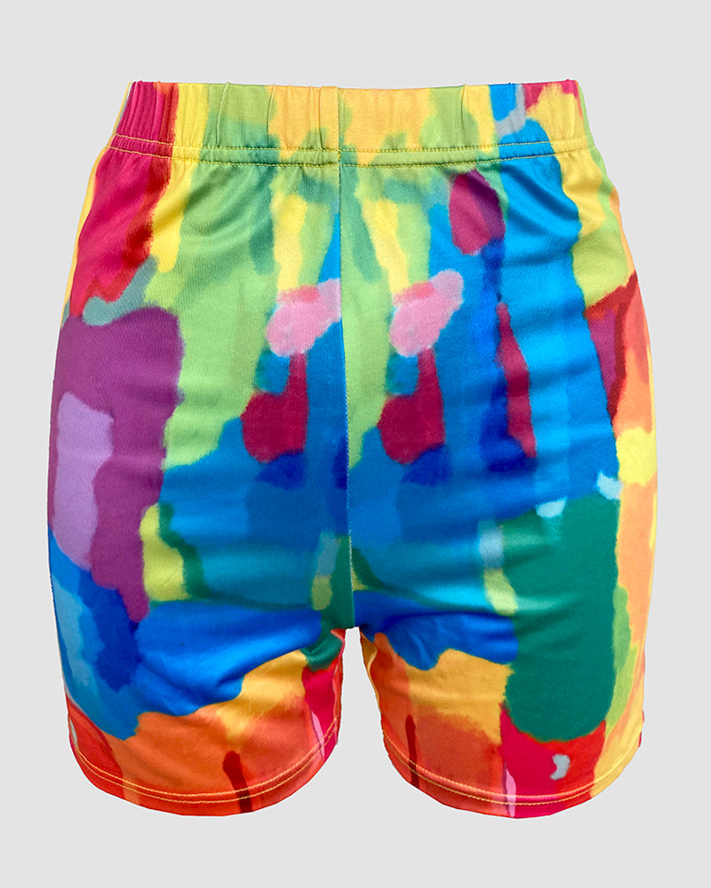 Women's 2 Piece Set Nope Not Today Slogan Half Sleeve Tee and Tie Dye Slim Fit Biker Shorts Set - Image 7