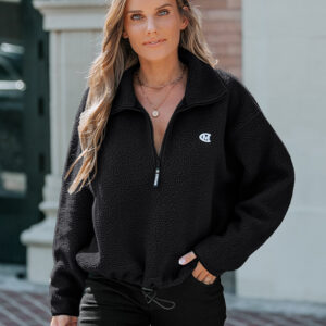 Stand Collar Zipper Design Casual Sweatshirt