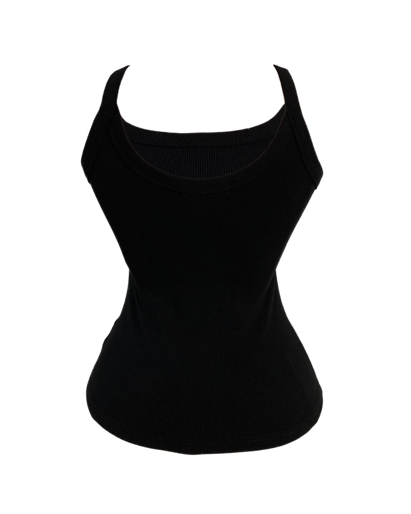 Scoop Neck Spaghetti Strap Ribbed Top Casual Sleeveless Slim Fit Tank - Image 14