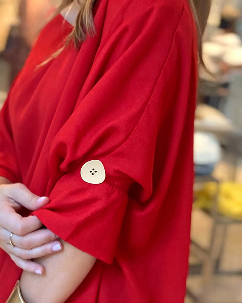 Women's Skew Neck Batwing Sleeve Tee Asymmetric Loose Cape Blouse Slit Elegant Top - Image 6