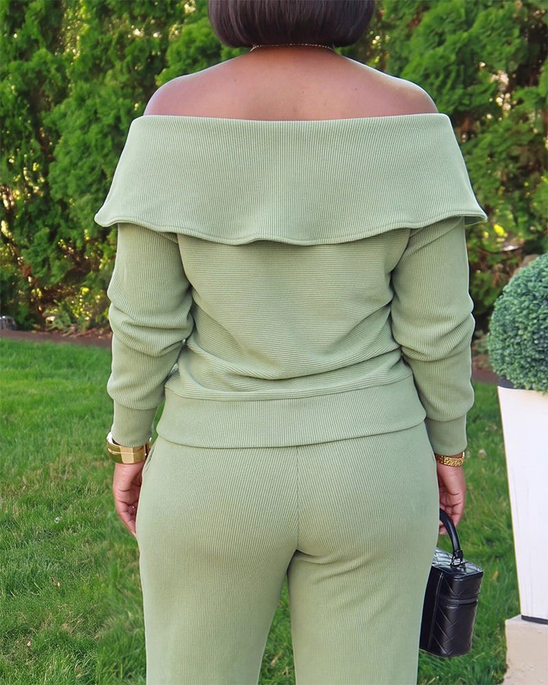 Women's 2 Piece Ribbed Lounge Set Half Zip Long Sleeve Sweatshirt and Straight Leg Pants Casual Sweatpants Set - Image 5