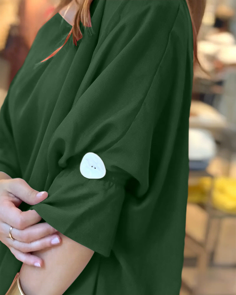 Women's Skew Neck Batwing Sleeve Tee Asymmetric Loose Cape Blouse Slit Elegant Top - Image 25