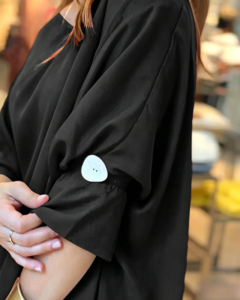 Women's Skew Neck Batwing Sleeve Tee Asymmetric Loose Cape Blouse Slit Elegant Top - Image 12