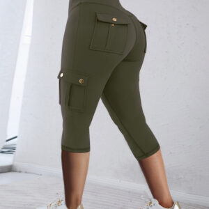 Butt Lifting Biker Capris Leggings High Waist Flap Pocket Workout Capris Gym Pants