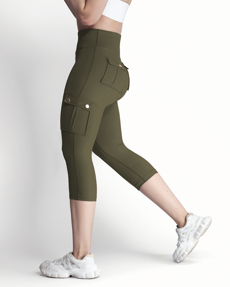Butt Lifting Biker Capris Leggings High Waist Flap Pocket Workout Capris Gym Pants - Image 6