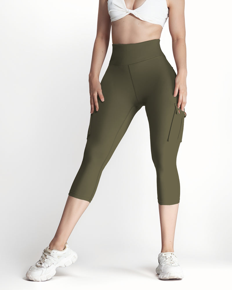 Butt Lifting Biker Capris Leggings High Waist Flap Pocket Workout Capris Gym Pants - Image 4