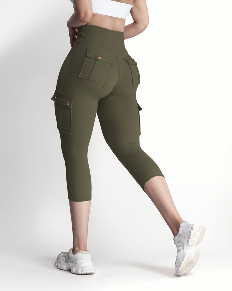 Butt Lifting Biker Capris Leggings High Waist Flap Pocket Workout Capris Gym Pants - Image 5