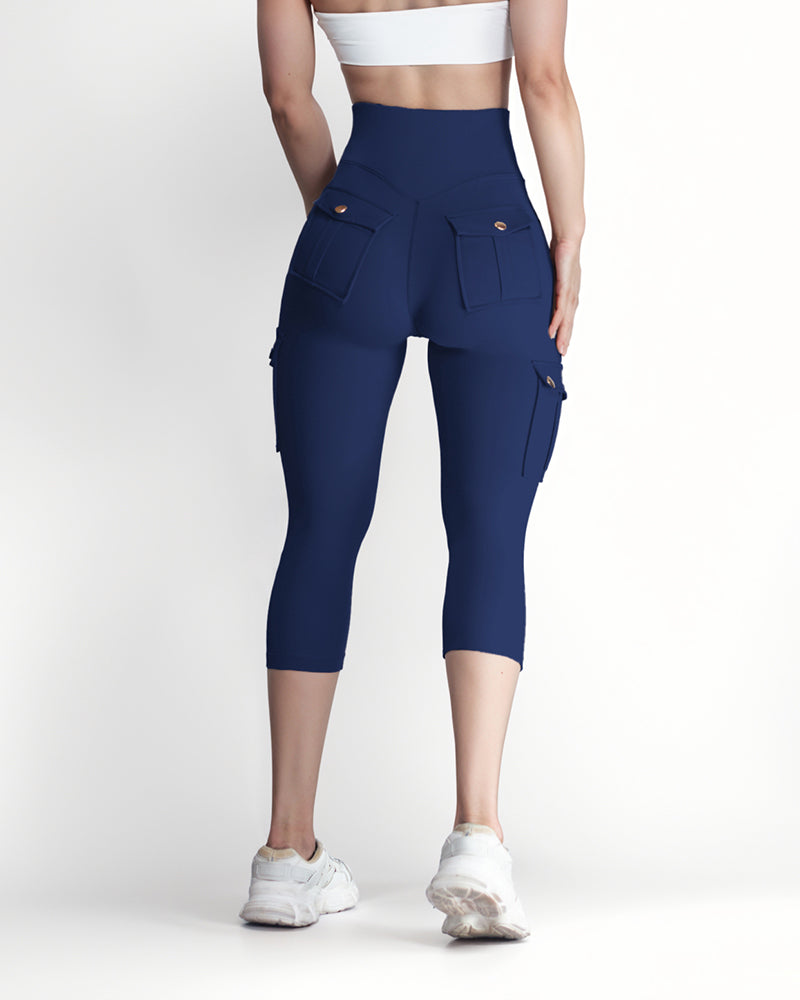 Butt Lifting Biker Capris Leggings High Waist Flap Pocket Workout Capris Gym Pants - Image 23