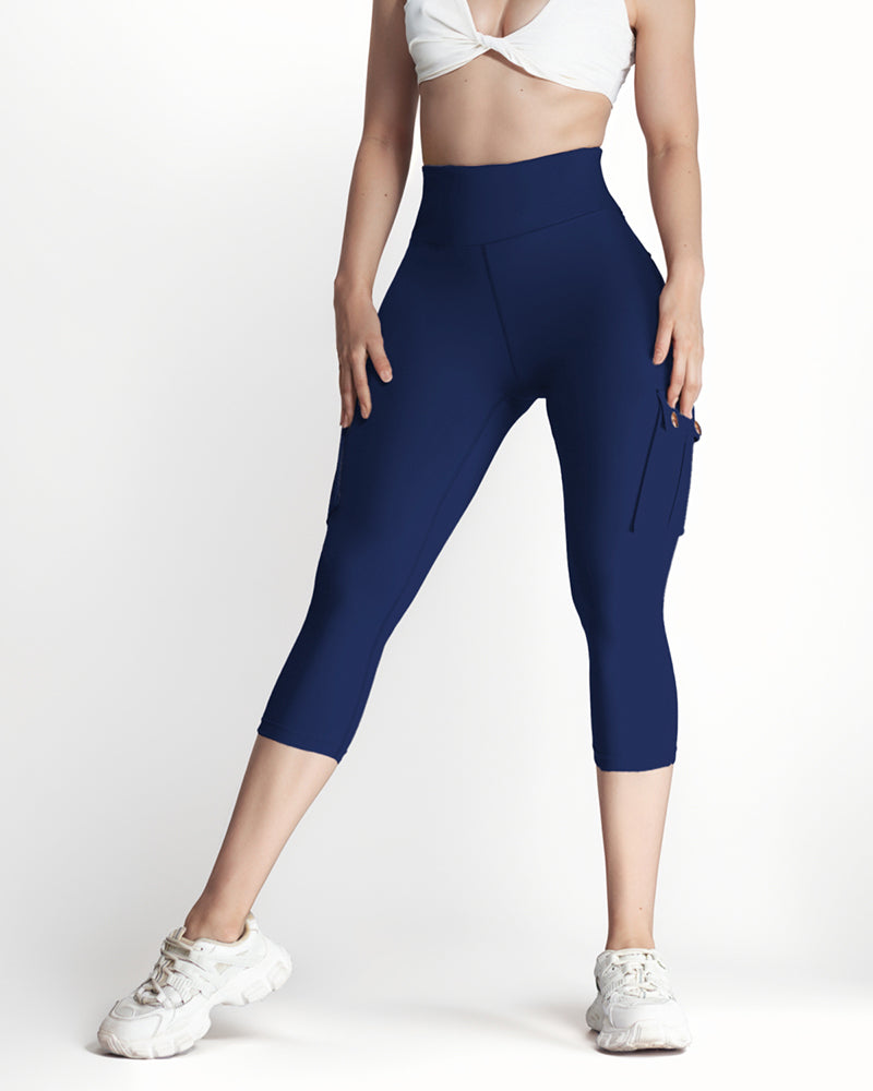 Butt Lifting Biker Capris Leggings High Waist Flap Pocket Workout Capris Gym Pants - Image 22