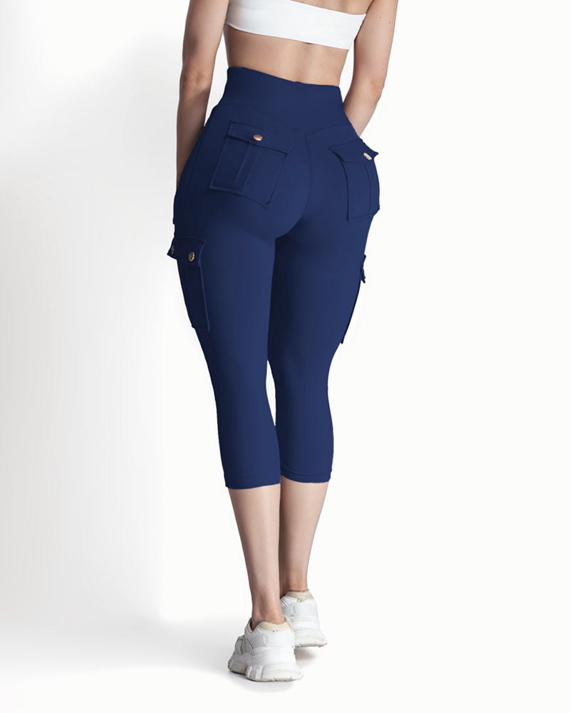 Butt Lifting Biker Capris Leggings High Waist Flap Pocket Workout Capris Gym Pants - Image 20