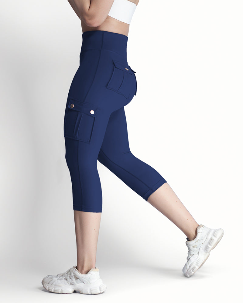 Butt Lifting Biker Capris Leggings High Waist Flap Pocket Workout Capris Gym Pants - Image 19