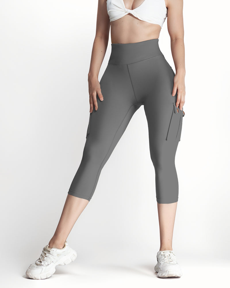 Butt Lifting Biker Capris Leggings High Waist Flap Pocket Workout Capris Gym Pants - Image 15