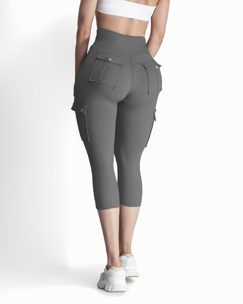 Butt Lifting Biker Capris Leggings High Waist Flap Pocket Workout Capris Gym Pants - Image 14