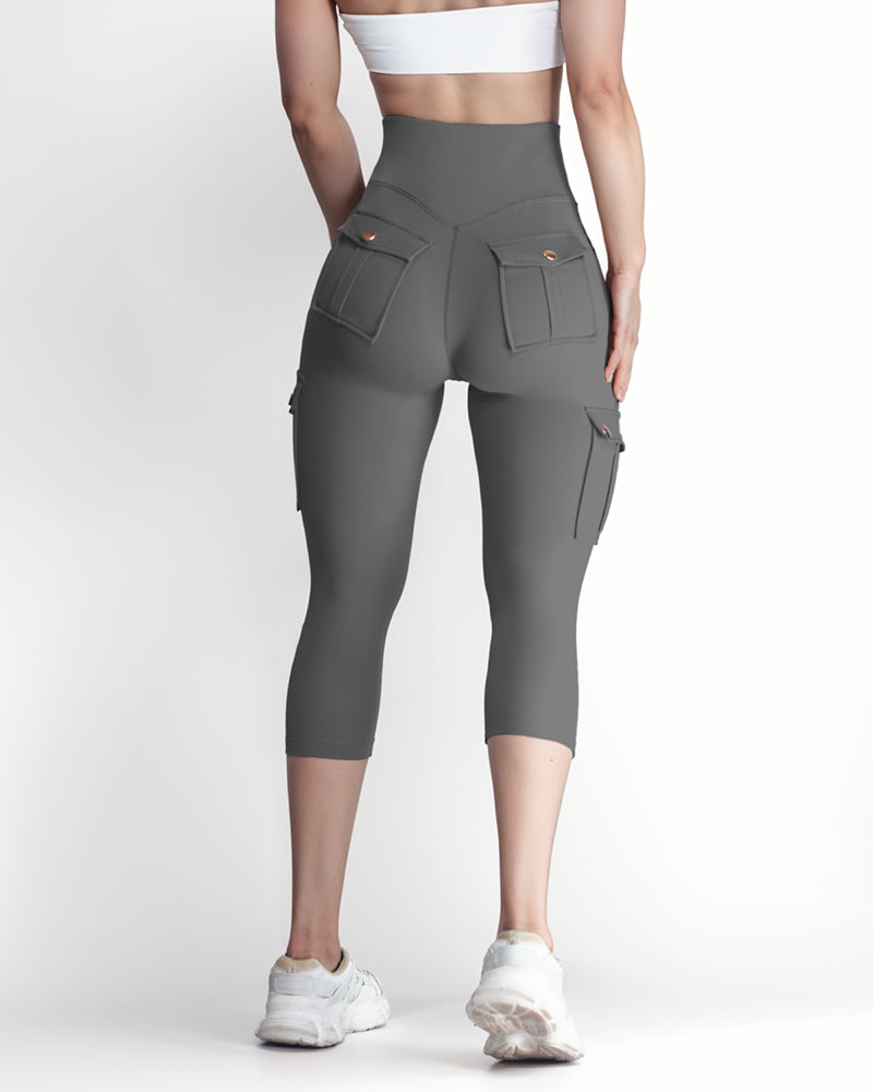 Butt Lifting Biker Capris Leggings High Waist Flap Pocket Workout Capris Gym Pants - Image 13