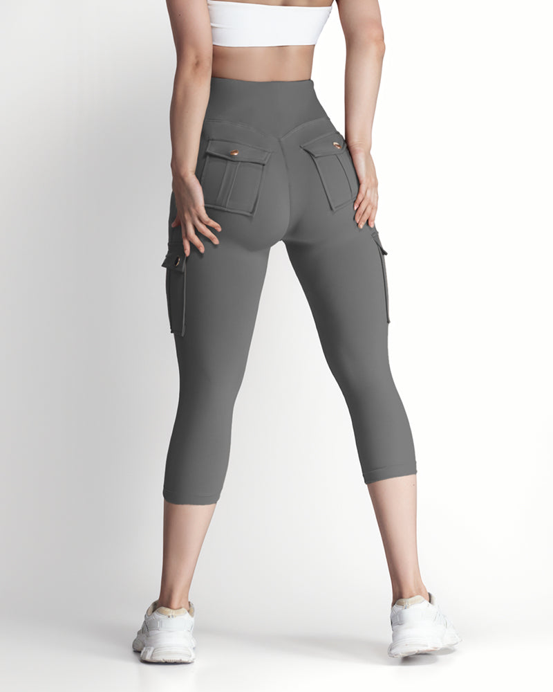 Butt Lifting Biker Capris Leggings High Waist Flap Pocket Workout Capris Gym Pants - Image 12