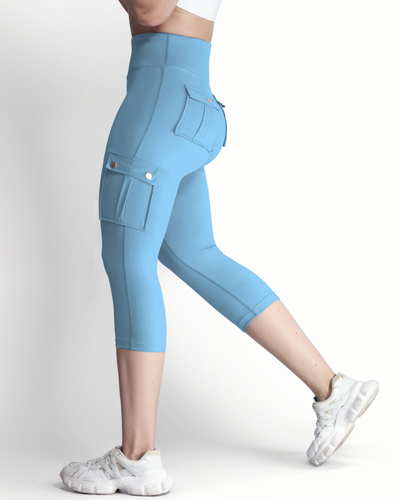 Butt Lifting Biker Capris Leggings High Waist Flap Pocket Workout Capris Gym Pants - Image 9
