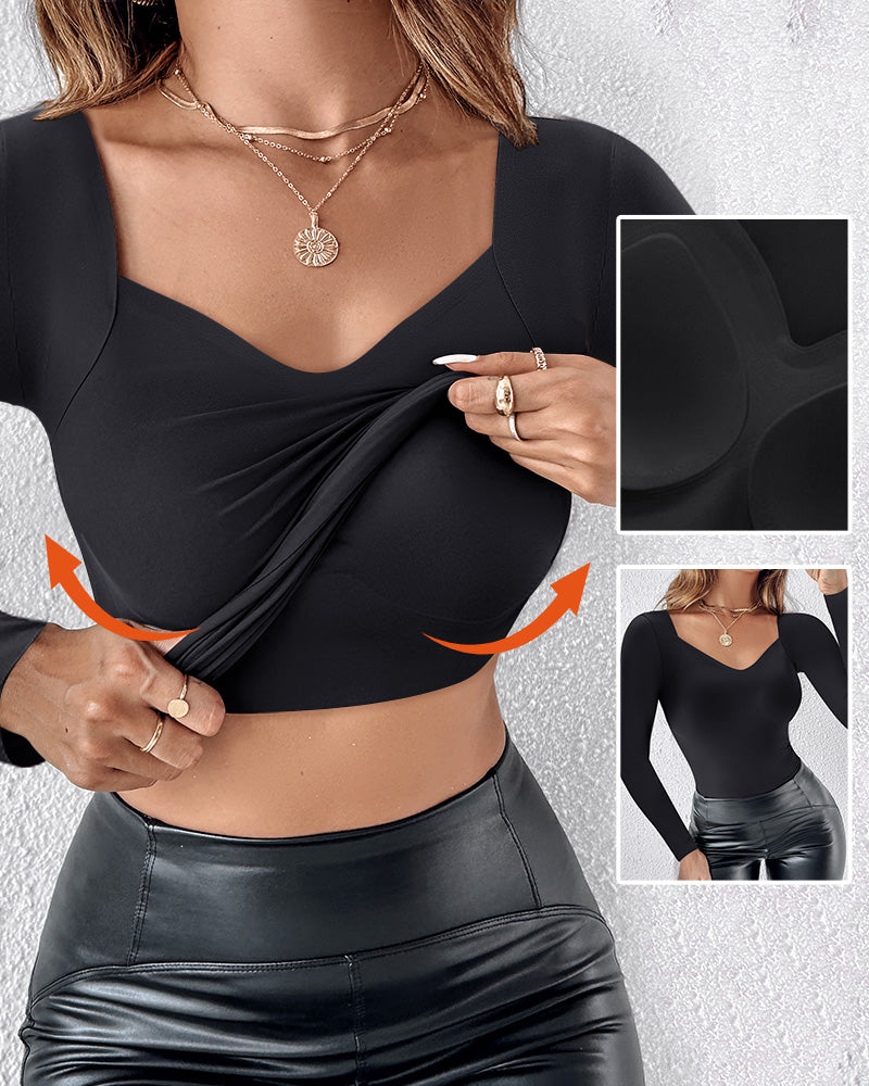 ChicMe ContourX V Neck Shapewear Seamless Tank High Strechy Long Sleeve Slim Fit Tops - Image 10