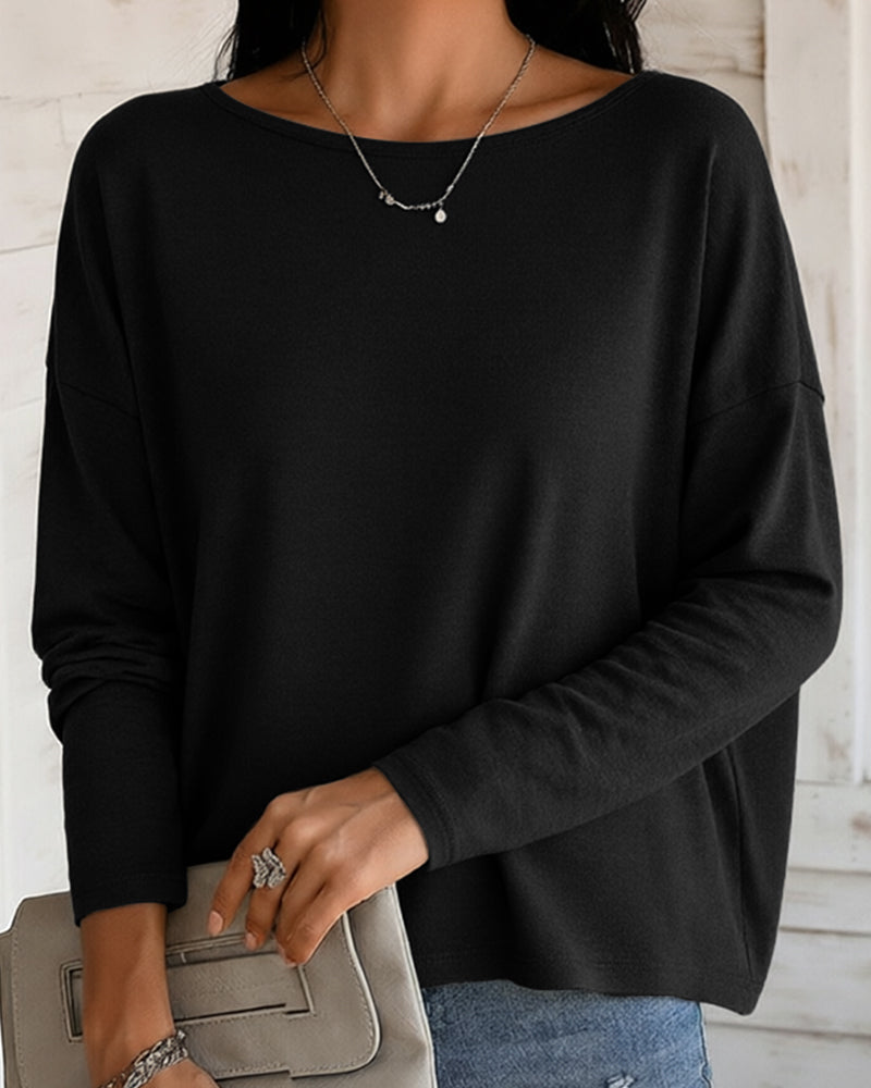 Women's Long Sleeve Knit Top Backless Twist Lace Panel Casual Tee - Image 10