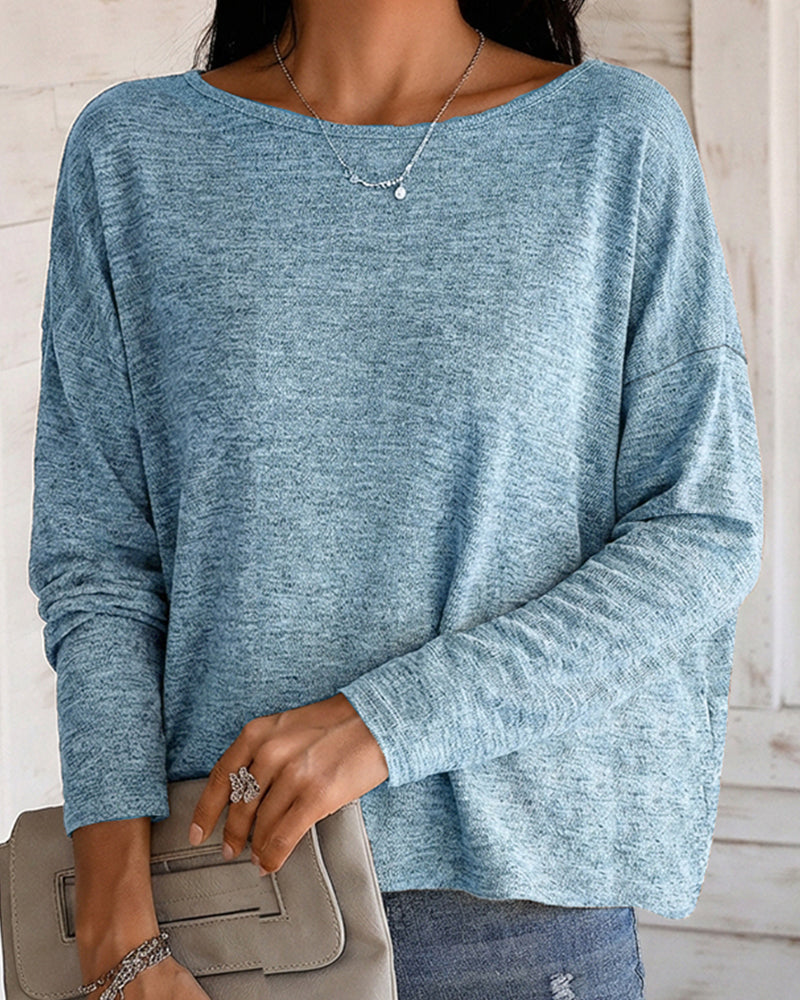 Women's Long Sleeve Knit Top Backless Twist Lace Panel Casual Tee - Image 14