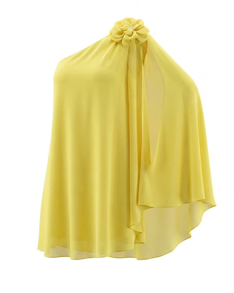 3D Flower Decor One Shoulder Sleeveless Mini Dress Casual A Line Vacation Dress - Image 7
